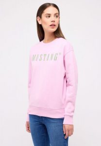 DAMSKA BLUZA MUSTANG LOGO Aberdeen Pink Lavender 1014960 8070. Niebieskie bluzy Mustang, l, bez wzorów, bez kaptura. Za 219,99 zł.