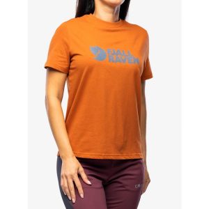 Koszulka bawełniana damska Fjallraven Logo Tee. Brązowe bluzki Fjällräven, l, bez wzorów, z bawełny, sportowe, bez kołnierzyka, bez ramiączek. Za 158,99 zł.