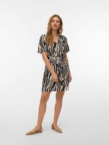 Vero Moda Sukienka w kolorze beżowo-czarnym rozmiar: XL. Brązowe sukienki Vero Moda, xl, bez wzorów, z tkaniny, bez kołnierzyka, bez ramiączek, mini. Za 105,14 zł.