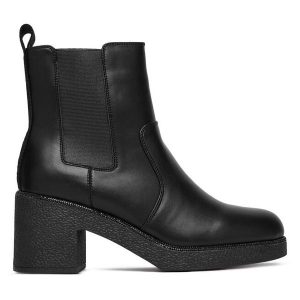 Botki DKNY. Czarne botki DKNY, bez wzorów, bez obcasa, na słupku, bez zapięcia. Za 559,99 zł.