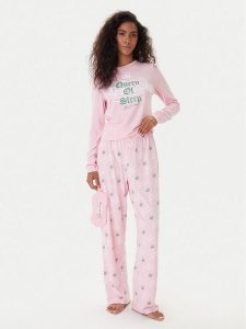 Juicy Couture Piżama JCLPJ225502 Różowy Regular Fit. Czerwone piżamy Juicy Couture, bez wzorów, z syntetyku, bez ramiączek. Za 289,99 zł.