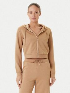 Guess Bluza V5YQ06 KBSL2 Brązowy Regular Fit. Brązowe bluzy Guess, l, z aplikacjami, z syntetyku, bez kaptura. Za 299,99 zł.