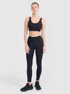 4F Legginsy treningowe damskie - czarne S. Czarne legginsy 4f, bez wzorów, z dzianiny. Za 119,99 zł.