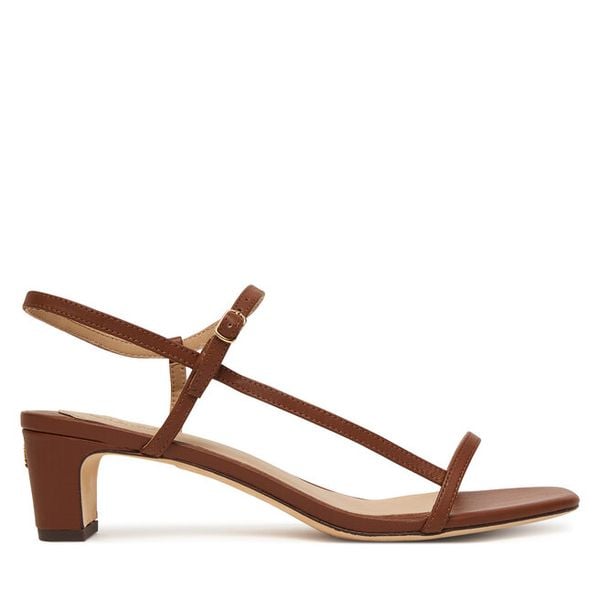 Sandały LAUREN RALPH LAUREN. Brązowe sandały Lauren Ralph Lauren, bez wzorów, bez obcasa, na płaskiej podeszwie, bez zapięcia. Za 540,99 zł.