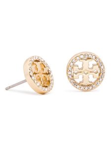 Tory Burch Kolczyki Crystal Logo Circle Stud Earring 53422 Złoty. Żółte kolczyki Tory Burch, złote. Za 359,99 zł.