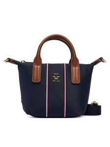 Tommy Hilfiger Torebka Popette Micro Tote Corp AW0AW18552 Granatowy. Niebieskie torebki klasyczne TOMMY HILFIGER, bez wzorów, z materiału, bez dodatków. Za 369,99 zł.