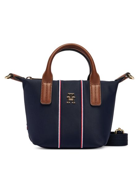 Tommy Hilfiger Torebka Popette Micro Tote Corp AW0AW18552 Granatowy. Niebieskie torebki klasyczne TOMMY HILFIGER, bez wzorów, z materiału, bez dodatków. Za 369,99 zł.