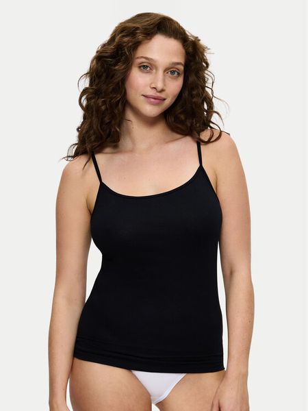 Triumph Top Sense Of Cotton 10224958 Czarny Slim Fit. Czarne topy Triumph, bez wzorów, z bawełny, bez kołnierzyka, bez ramiączek. Za 39,99 zł.