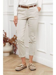 Joséfine Spodnie "Lorial" w kolorze kremowym rozmiar: L. Brązowe rurki Joséfine, z materiału. Za 109,26 zł.