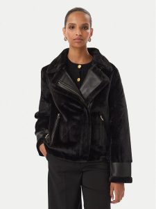 Rinascimento Futro CFC0127145003 Czarny Regular Fit. Czarne płaszcze Rinascimento, xs, bez wzorów, z futra, bez kaptura. Za 869,99 zł.
