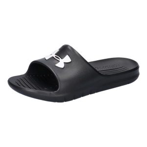KLAPKI UNDER ARMOUR 3021286-001 czarne na basen lato lekkie sportowe 37,5. Czarne klapki Under Armour, bez wzorów, z materiału, bez obcasa, na płaskiej podeszwie. Za 99,00 zł.