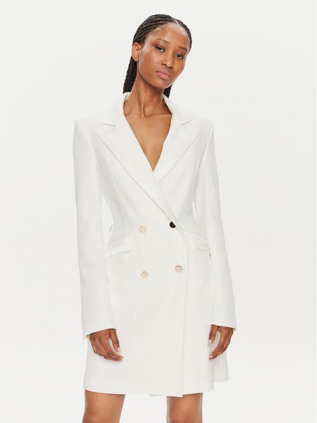 Fracomina Sukienka koktajlowa FQ24SD1008W42901 Biały Slim Fit. Białe kombinezony Fracomina, xs, bez wzorów, z syntetyku, wizytowe, bez kołnierzyka, bez ramiączek. Za 529,99 zł.