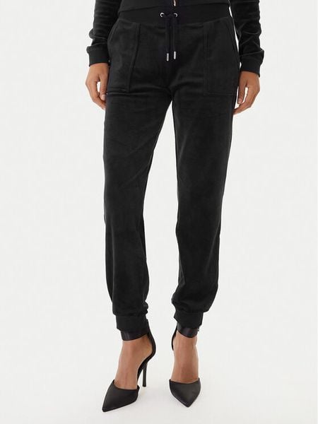 Juicy Couture Spodnie dresowe JCBBJ225802 Czarny Slim Fit. Czarne spodnie dresowe Juicy Couture, l, bez wzorów, z dresówki. Za 349,99 zł.