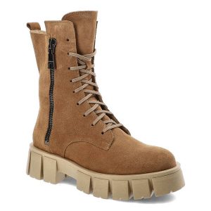 Brązowe Botki Lamanti Skórzane Ocieplane Buty Damskie. Brązowe botki Lamanti, na jesień, bez wzorów, bez obcasa, na obcasie, bez zapięcia. Za 359,00 zł.