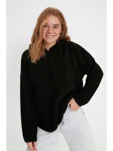 Trendyol Bluza w kolorze czarnym rozmiar: L. Czarne bluzy Trendyol, l, bez wzorów, z kapturem. Za 79,03 zł.