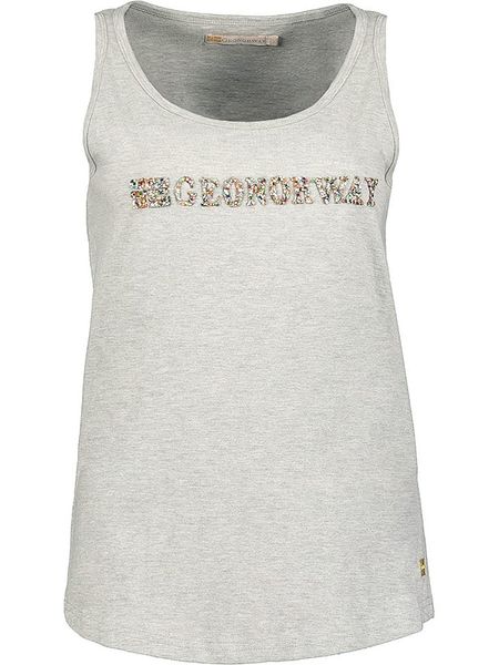Geographical Norway Top "Jardiniere" w kolorze szarym rozmiar: M. Szare topy Geographical Norway, m, bez wzorów, z bawełny, bez kołnierzyka, bez ramiączek. Za 39,31 zł.