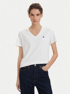 Beverly Hills Polo Club T-Shirt P-SS26W-TS516518 Biały Regular Fit. Białe t-shirty Beverly Hills Polo Club, s, bez wzorów, z bawełny, bez kołnierzyka, bez ramiączek. Za 139,99 zł.