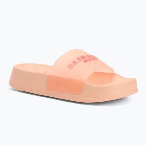 Klapki damskie U.S. Polo Assn. AMAMI009A. Brązowe klapki U.S. Polo Assn., bez wzorów, z syntetyku, bez obcasa. Za 87,99 zł.
