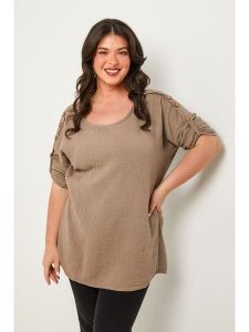 Curvy Lady Bluzka w kolorze szarobrązowym rozmiar: 44/46. Brązowe bluzki Curvy Lady, bez wzorów, klasyczne, bez kołnierzyka, bez ramiączek. Za 136,78 zł.