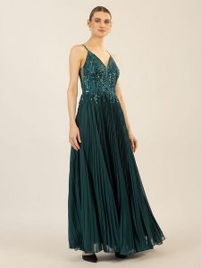 APART Sukienka w kolorze ciemnozielonym rozmiar: 40. Zielone sukienki Apart, bez wzorów, bez kołnierzyka, bez ramiączek, maxi. Za 558,95 zł.