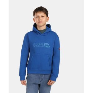 Felpa con cappuccio in cotone da ragazzo Kilpi NORTHEN-JB. Niebieskie swetry klasyczne Kilpi, bez kołnierzyka. Za 267,13 zł.