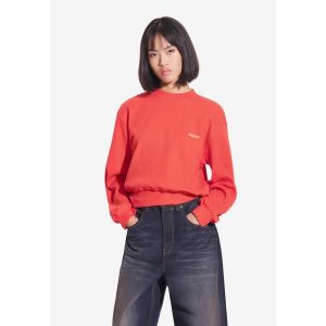 Bluza sportowa damska Prosto Ribbed bez kaptura. Czerwone bluzy Prosto, bez wzorów, bez kaptura. W wyprzedaży za 204,99 zł.