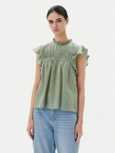 ONLY Bluzka Katti 15337637 Zielony Regular Fit. Zielone bluzki ONLY, xl, bez wzorów, z bawełny, bez kołnierzyka, bez ramiączek. Za 79,99 zł.