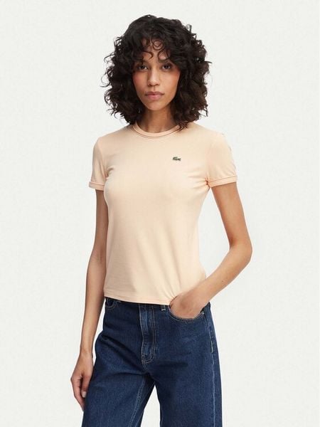 Lacoste T-Shirt TF5289 Pomarańczowy jasny Regular Fit. Brązowe t-shirty Lacoste, bez wzorów, z bawełny, bez kołnierzyka, bez ramiączek. Za 206,99 zł.