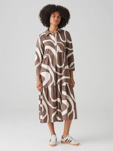 OPUS Sukienka w kolorze jasnobrązowym rozmiar: 38. Brązowe sukienki Opus, na co dzień, bez wzorów, z bawełny, bez kołnierzyka, bez ramiączek, maxi, proste. Za 195,99 zł.