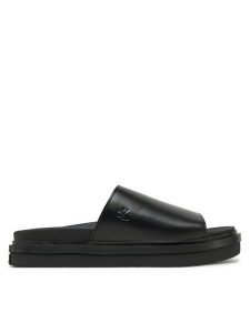 Calvin Klein Jeans Klapki Flat Molded Sandal Slide YW0YW01710 Czarny. Czarne klapki Calvin Klein Jeans, bez wzorów, z jeansu, bez obcasa. Za 219,99 zł.