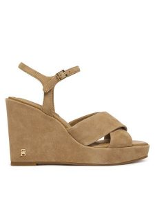 Tommy Hilfiger Sandały Suede Wrapped High Wedge FW0FW09218 Brązowy. Brązowe sandały TOMMY HILFIGER, bez wzorów, ze skóry, bez obcasa, na koturnie, bez zapięcia. Za 569,99 zł.