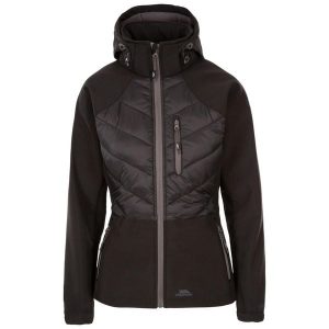 Kurtka Damska Elvira Soft Shell. Czarne kurtki Trespass, xs, bez wzorów, z softshellu, bez kaptura. Za 217,99 zł.