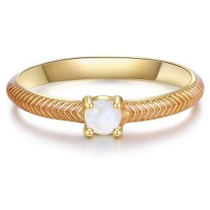 Glanzstücke München Srebrny pierścionek srebro wysokiej próby Kamień księżycowy żółte złoto Pierścionki 1 ct Damski. Szare pierścionki Glanzstücke München, z kamieniem księżycowym, srebrne. Za 139,99 zł.