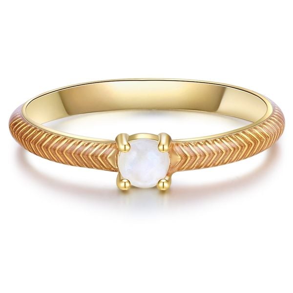 Glanzstücke München Srebrny pierścionek srebro wysokiej próby Kamień księżycowy żółte złoto Pierścionki 1 ct Damski. Szare pierścionki Glanzstücke München, z kamieniem księżycowym, srebrne. Za 119,99 zł.