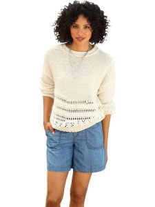 Heine Sweter w kolorze kremowym rozmiar: 46. Brązowe swetry oversize Heine, bez wzorów, bez ramiączek. Za 86,99 zł.