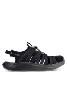 Keen Sandały Whisper Lite 1031960 Czarny. Czarne sandały Keen, bez wzorów, z materiału, bez obcasa, na płaskiej podeszwie, bez zapięcia. Za 499,99 zł.