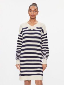 Vero Moda Sukienka dzianinowa 10291350 Beżowy Loose Fit. Brązowe kombinezony Vero Moda, s, bez wzorów, z dzianiny, bez kołnierzyka, bez ramiączek. Za 229,99 zł.