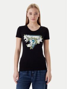 Guess T-Shirt W6RI35 J1314 Czarny Slim Fit. Czarne t-shirty Guess, l, z aplikacjami, z bawełny, bez kołnierzyka, bez ramiączek. Za 199,99 zł.