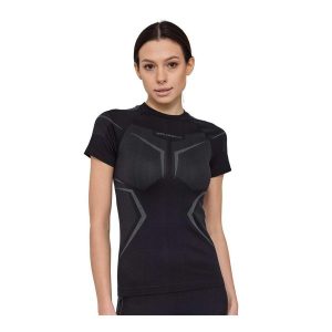 Koszulka damska termoaktywna z krótkim rękawem Brubeck DRY. Czarne koszule nocne Brubeck, bez wzorów, z poliamidu, bez ramiączek. Za 129,99 zł.