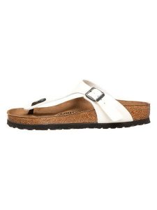 Birkenstock Japonki "Gizeh" w kolorze białym rozmiar: 39. Białe klapki Birkenstock, bez wzorów, z otwartym noskiem, bez obcasa. Za 231,13 zł.