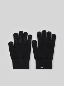 4F Rękawiczki dzianinowe Touch Screen uniseks - czarne L/XL. Czarne rękawiczki 4f, bez wzorów, z dzianiny. Za 29,99 zł.