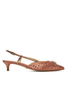 Guess Czółenka FLPJSY SAT05 Różowy. Czerwone czółenka Guess, z aplikacjami, ze skóry, bez obcasa, bez zapięcia. Za 429,99 zł.