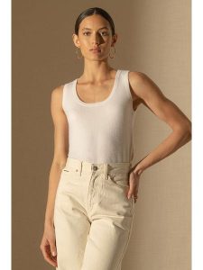 Perfect Cashmere Kaszmirowy top "Vanesia" w kolorze kremowym rozmiar: XL. Brązowe topy Perfect Cashmere, xl, bez wzorów, z kaszmiru, bez kołnierzyka, bez ramiączek. Za 175,67 zł.