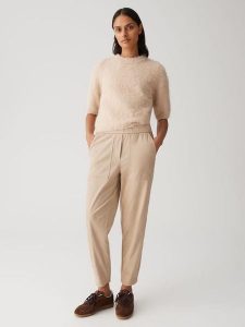 OPUS Spodnie "Myha" w kolorze beżowym rozmiar: 38. Brązowe spodnie z wysokim stanem Opus, bez wzorów, z materiału, z podwyższonym stanem. Za 165,99 zł.