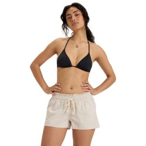 Dla Kobiety OCEANSIDE Szary. Szare szorty Roxy, bez wzorów, ze lnu, z obniżonym stanem. Za 149,99 zł.