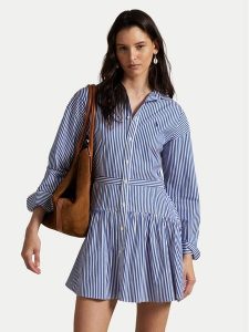 Polo Ralph Lauren Sukienka koszulowa 211972052001 Niebieski Regular Fit. Niebieskie sukienki Polo Ralph Lauren, bez wzorów, z bawełny, bez kołnierzyka, bez ramiączek, koszulowe. Za 669,99 zł.