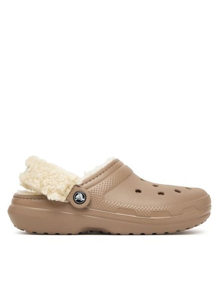 Crocs Klapki Classic Lined Clog 211396 Beżowy. Brązowe klapki Crocs, bez wzorów, z tworzywa sztucznego, bez obcasa. Za 259,99 zł.
