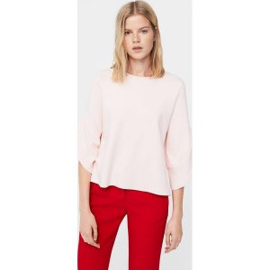 Mango - Sweter Lala. Szare swetry klasyczne marki Mango, z bawełny, z krótkim rękawem. W wyprzedaży za 69,90 zł.