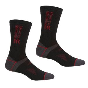 Wool Hiker unisex skarpety wełniane 2-pak. Czarne skarpetki Regatta, bez wzorów, z wełny. W wyprzedaży za 79,99 zł.