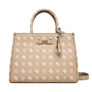 Torebka Guess. Brązowe kuferki Guess, z aplikacjami, bez dodatków. Za 519,99 zł.